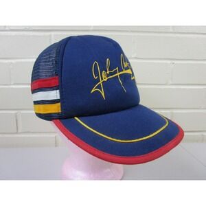 Johnny Cash Vintage 3-Stripe Trucker Hat Snap-Back Red White Blue Country Music